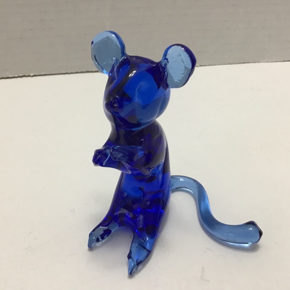 Pilgrim Art Glass Cobalt Blue Mouse Figurine 3.75" Tall Paperweight - Picture 7 of 7